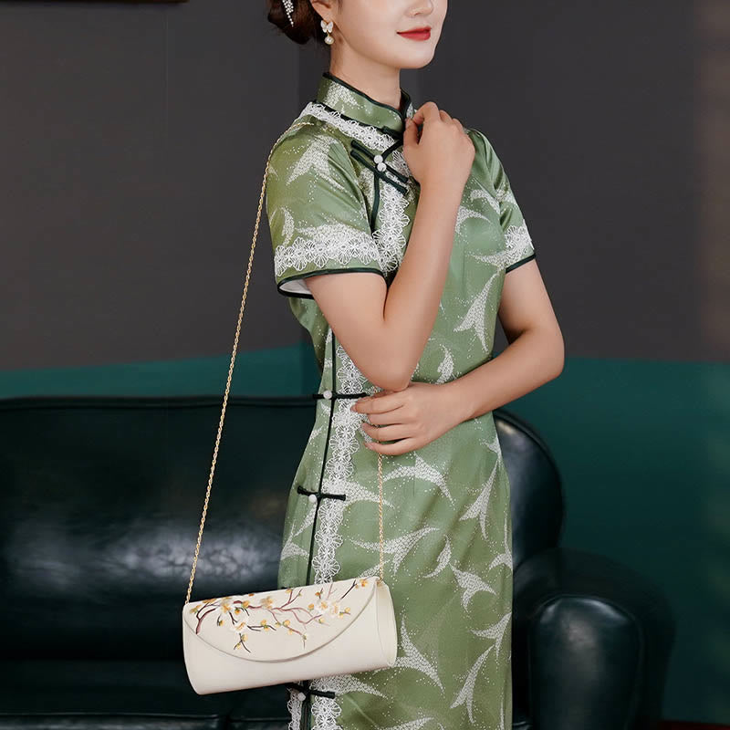 Bolso de mano con diseño de Buddha Stones y tulipán bordado en forma de flor para bodas