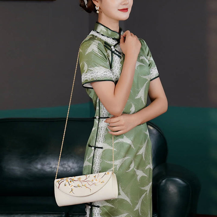 Bolso de mano con diseño de Buddha Stones y tulipán bordado en forma de flor para bodas