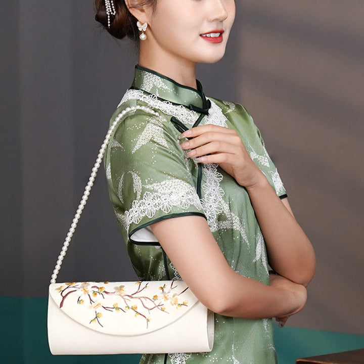 Bolso de mano con diseño de Buddha Stones y tulipán bordado en forma de flor para bodas