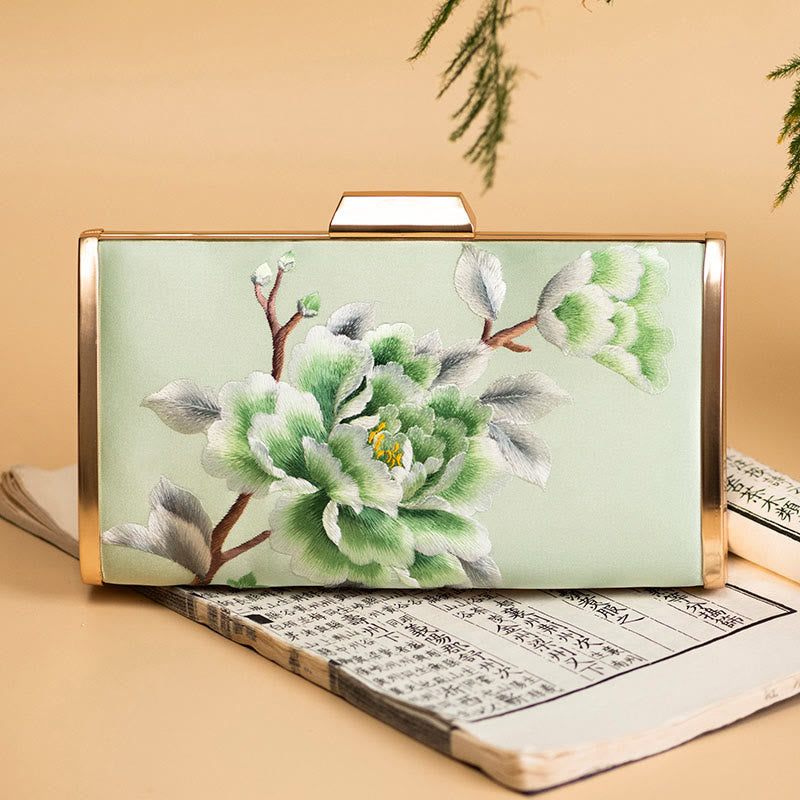 Bolso de mano con diseño de Buddha Stones, clavel, peonía, begonia, bordado, para boda, para ir de compras, bandolera