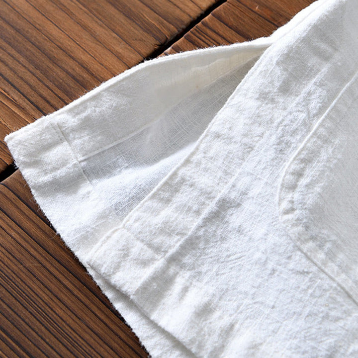 Traje chino Tang de algodón y lino con botones de rana y Buddha Stones para hombre, chaqueta y camisa con bolsillos - image 13