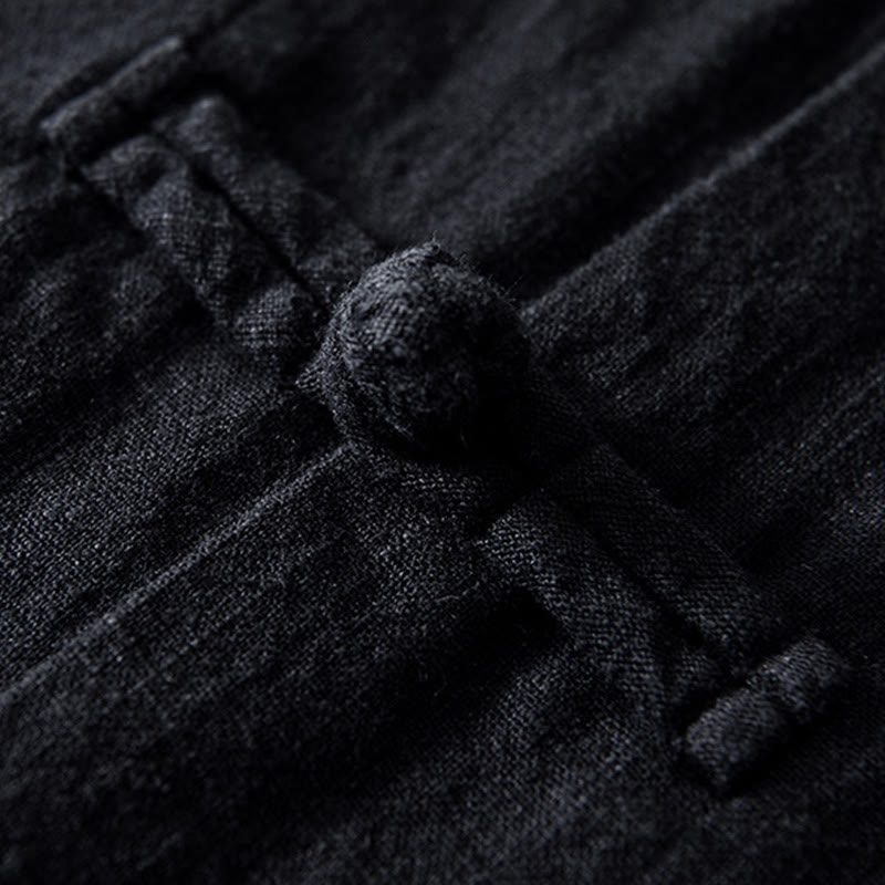 Camisa de hombre de lino y algodón con bolsillos, estilo chino Tang, con estampado de Buddha Stones y botones de rana. - image 18