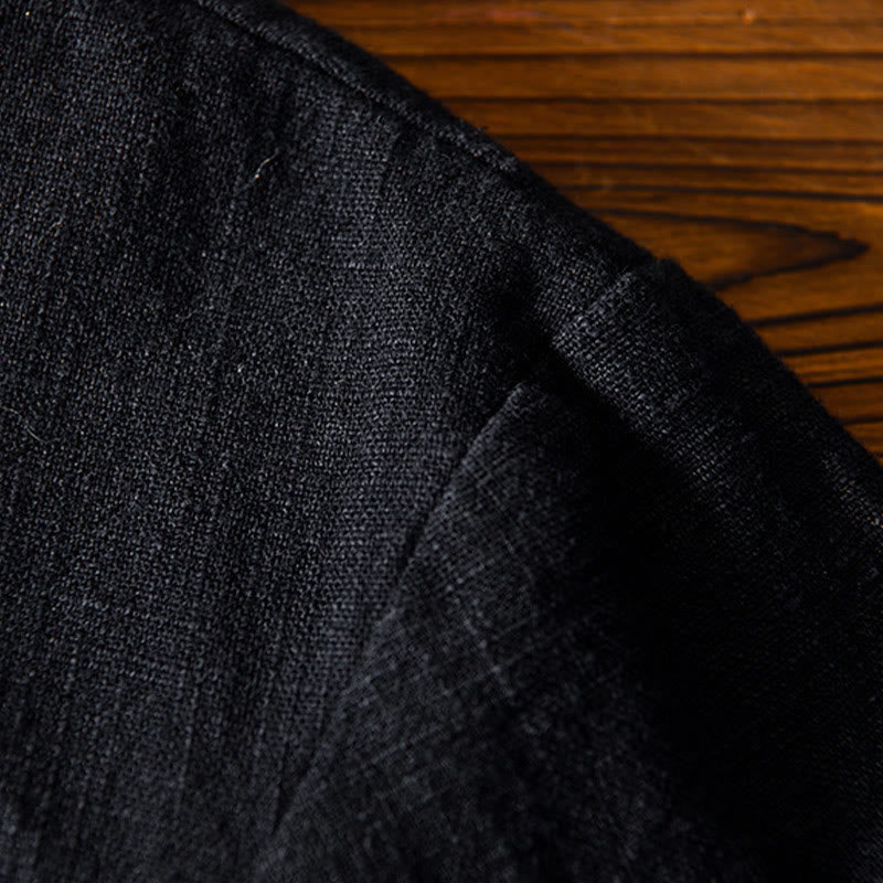 Traje chino Tang de algodón y lino con botones de rana y Buddha Stones para hombre, chaqueta y camisa con bolsillos - image 18