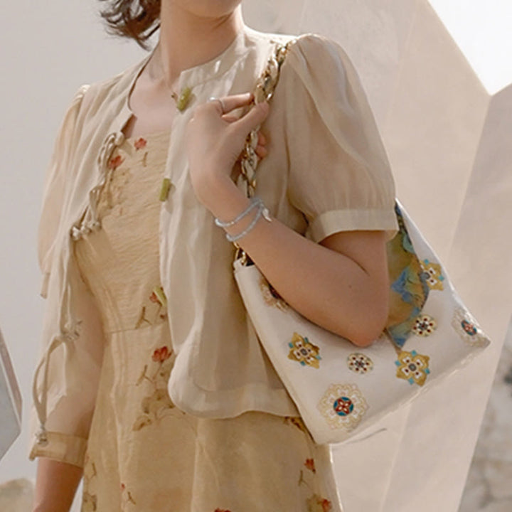 Bolso de mano con Buddha Stones de satén bordado, bolso de mano para ir de compras, bolso cruzado