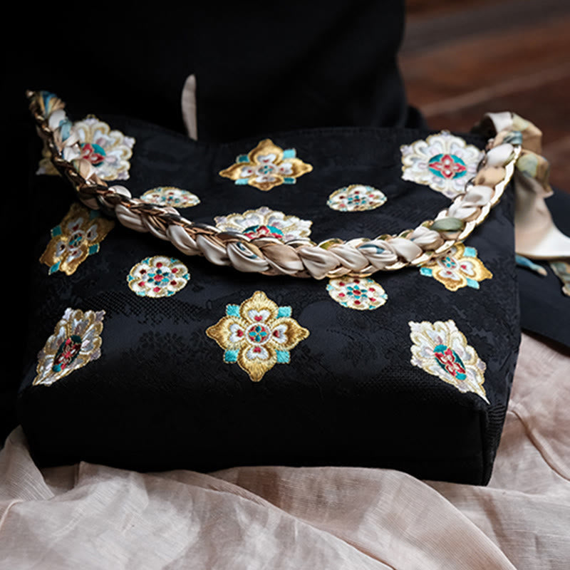 Bolso de mano con Buddha Stones de satén bordado, bolso de mano para ir de compras, bolso cruzado