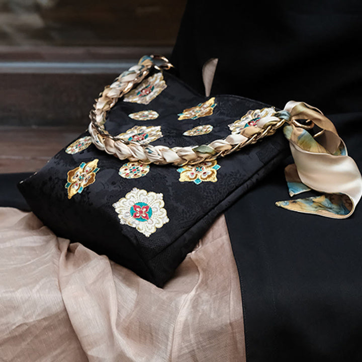 Bolso de mano con Buddha Stones de satén bordado, bolso de mano para ir de compras, bolso cruzado