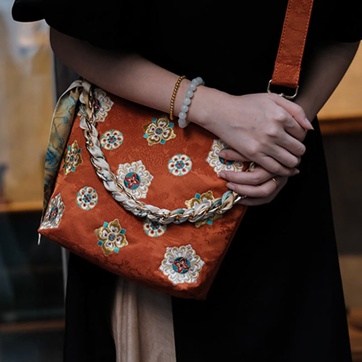 Bolso de mano con Buddha Stones de satén bordado, bolso de mano para ir de compras, bolso cruzado