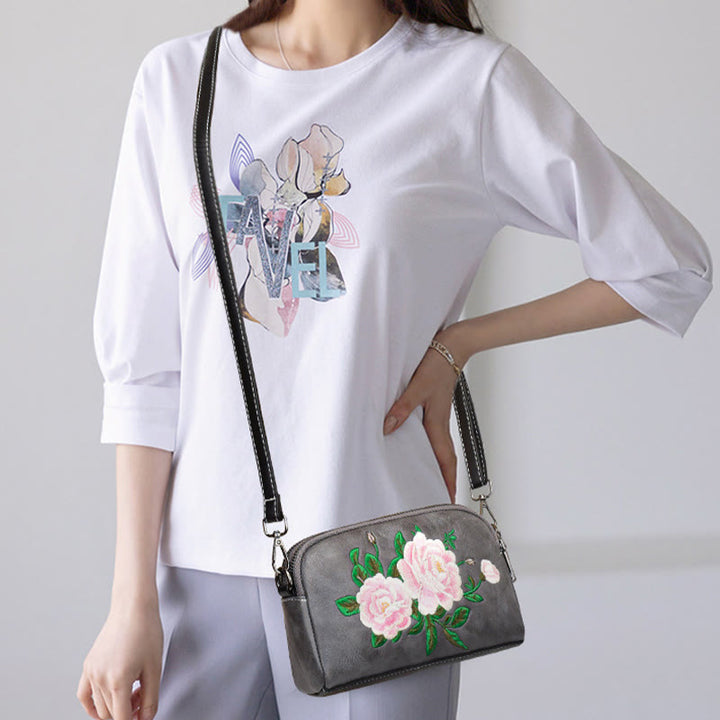 Bolso de mano con Buddha Stones, peonía, flores de granada, bolso de mano para compras, bolso de hombro, bolso cruzado