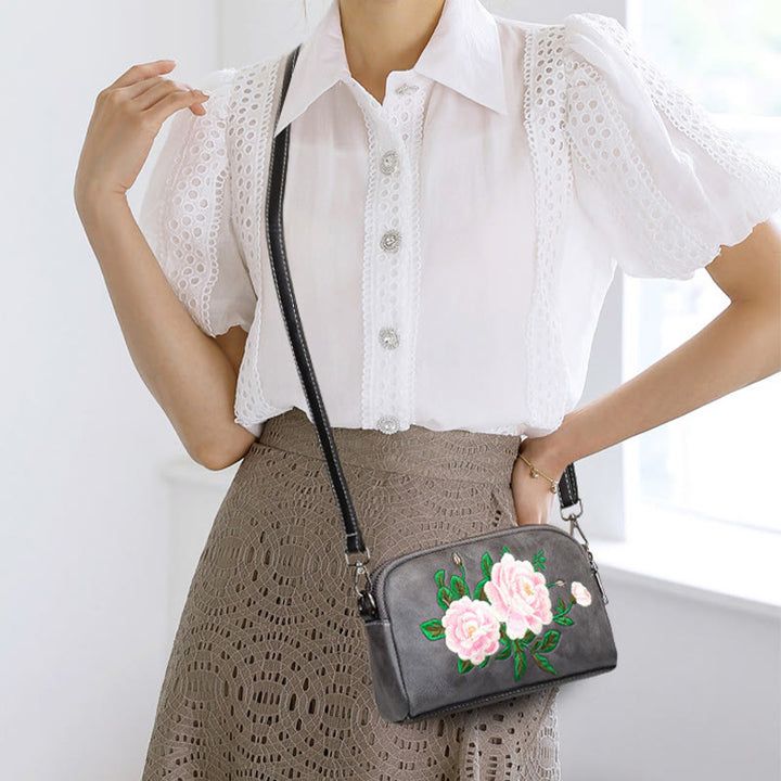 Bolso de mano con Buddha Stones, peonía, flores de granada, bolso de mano para compras, bolso de hombro, bolso cruzado