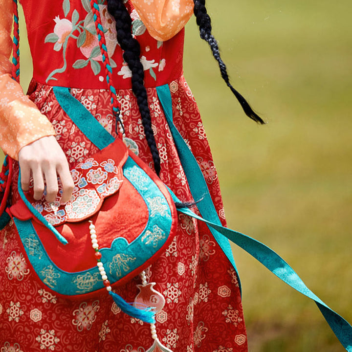 Bolso de mano estilo étnico con Buddha Stones y bordado Su para compras