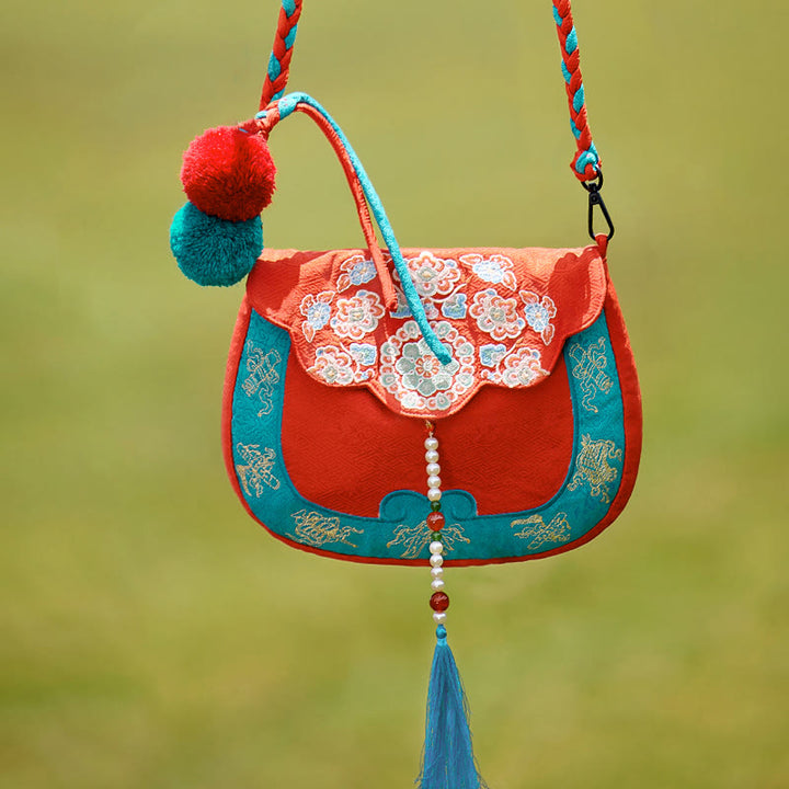 Bolso de mano estilo étnico con Buddha Stones y bordado Su para compras