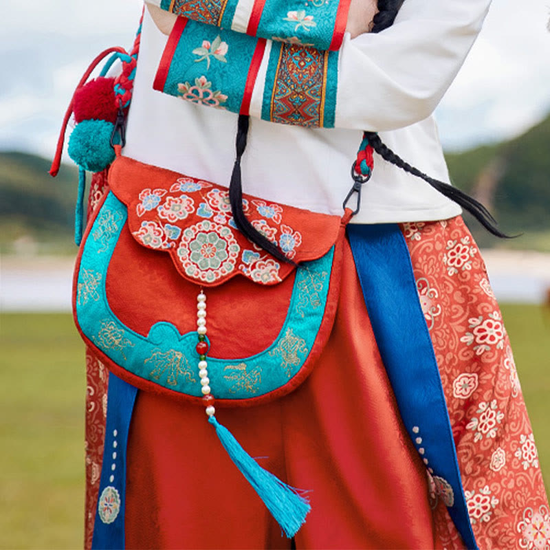 Bolso de mano estilo étnico con Buddha Stones y bordado Su para compras