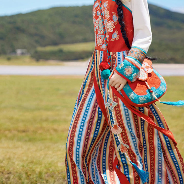 Bolso de mano estilo étnico con Buddha Stones y bordado Su para compras