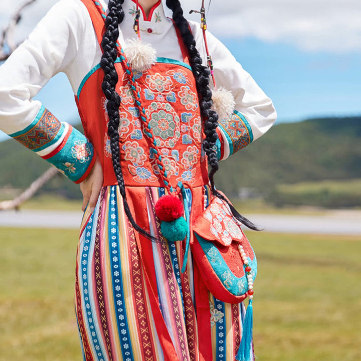 Bolso de mano estilo étnico con Buddha Stones y bordado Su para compras