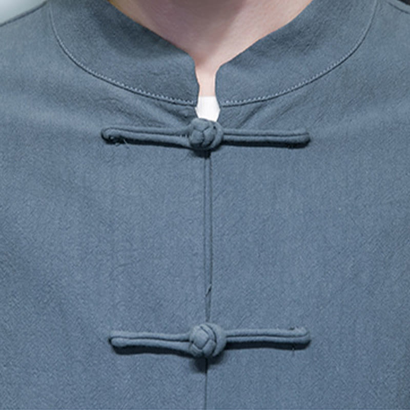 Traje chino Tang de algodón con botones de rana y Buddha Stones para hombre, chaqueta y camisa con bolsillos - image 21