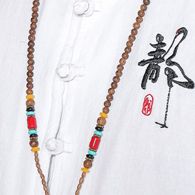 Camisa de lino con Buddha Stones y caída para hombre, ropa zen - image 7