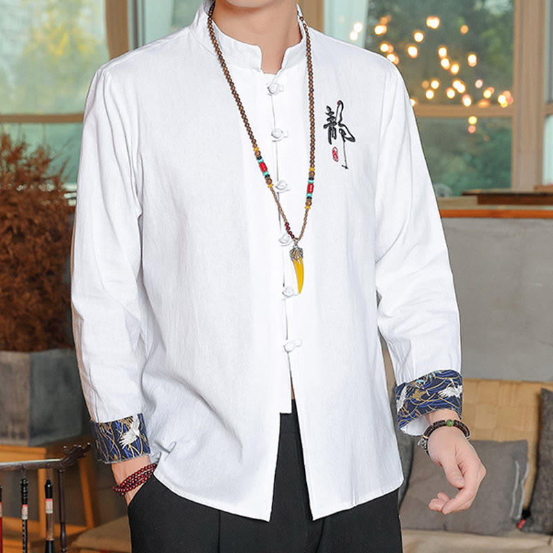 Camisa de lino con Buddha Stones y caída para hombre, ropa zen - image 1