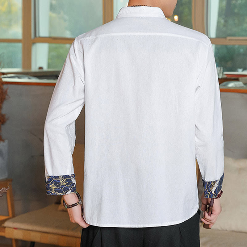 Camisa de lino con Buddha Stones y caída para hombre, ropa zen - image 2