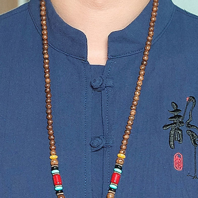 Camisa de lino con Buddha Stones y caída para hombre, ropa zen - image 27