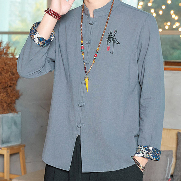 Camisa de lino con Buddha Stones y caída para hombre, ropa zen - image 13