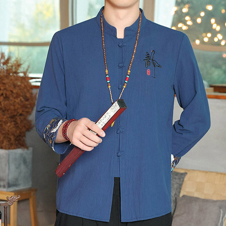 Camisa de lino con Buddha Stones y caída para hombre, ropa zen - image 23