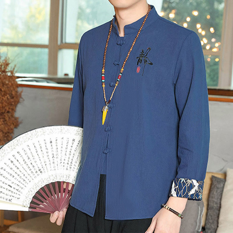 Camisa de lino con Buddha Stones y caída para hombre, ropa zen - image 24