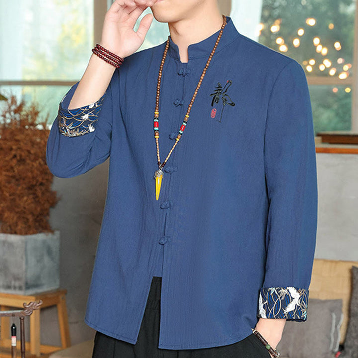 Camisa de lino con Buddha Stones y caída para hombre, ropa zen - image 25