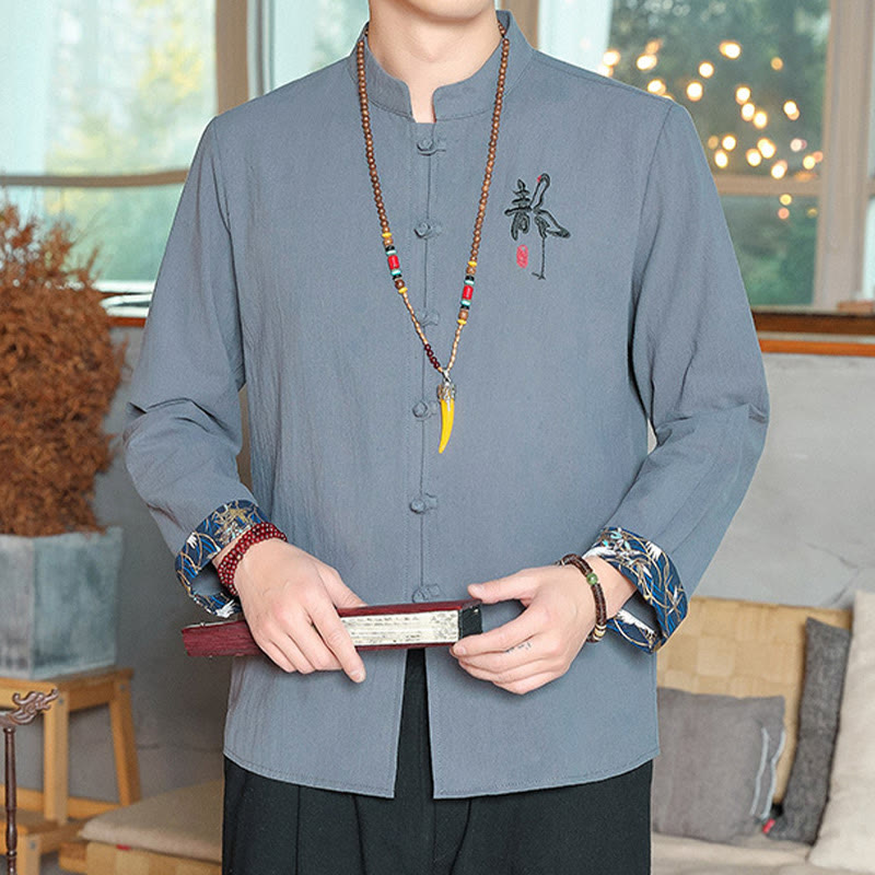 Camisa de lino con Buddha Stones y caída para hombre, ropa zen - image 12