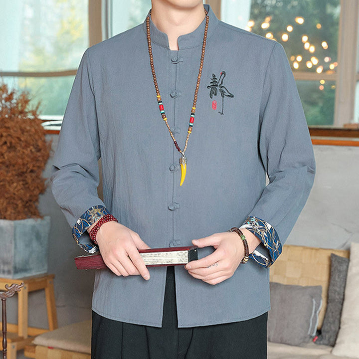 Camisa de lino con Buddha Stones y caída para hombre, ropa zen - image 12