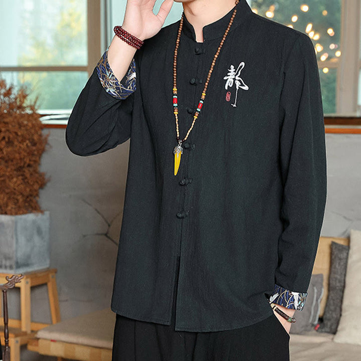 Camisa de lino con Buddha Stones y caída para hombre, ropa zen - image 19