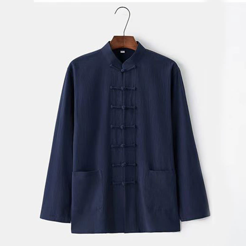 Conjunto de 2 piezas de traje Tang con Buddha Stones , uniforme tradicional con botones de rana, camisa de manga larga y pantalones para hombre - image 12