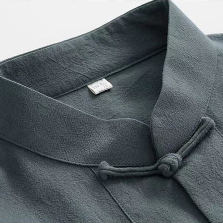 Conjunto de 2 piezas de traje Tang con Buddha Stones , uniforme tradicional con botones de rana, camisa de manga larga y pantalones para hombre - image 7