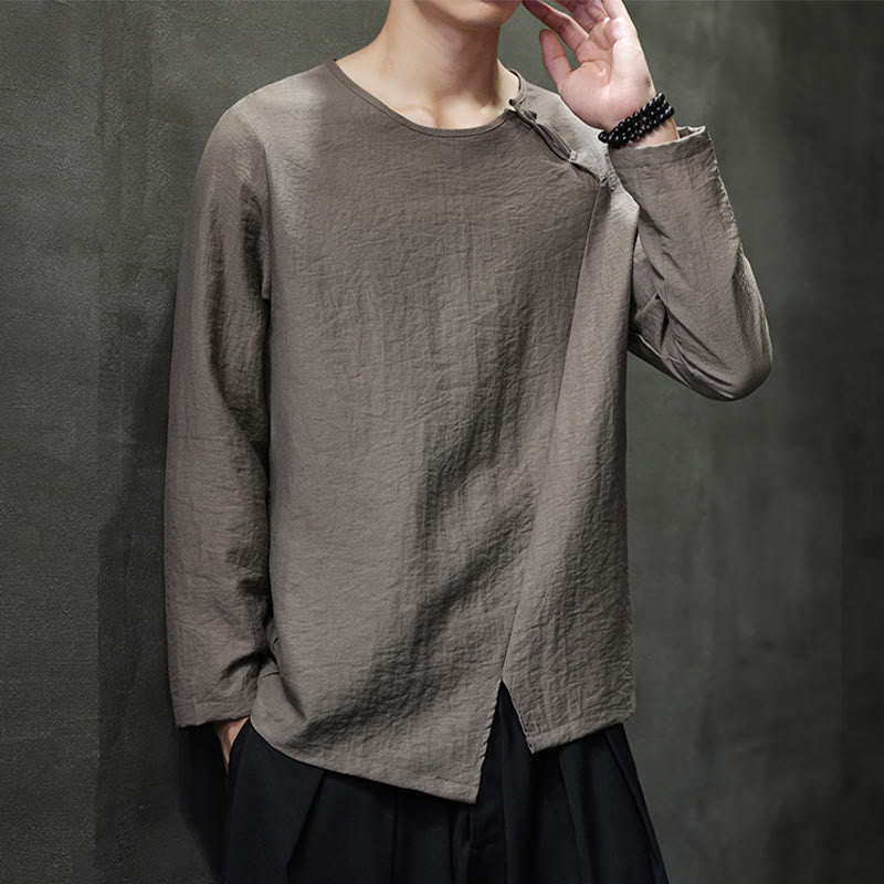 Camiseta de algodón de manga larga con cuello redondo y estampado de Buddha Stones para hombre - Caqui oscuro - US/UK/AU46, EU56 (5XL) - image 31