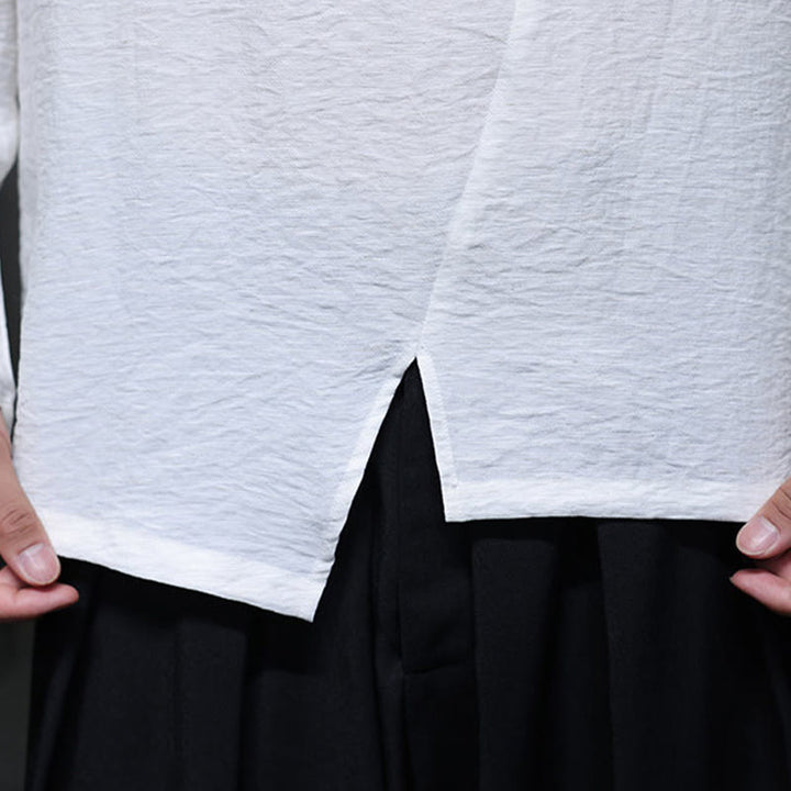 Camiseta de algodón de manga larga con cuello redondo y estampado de Buddha Stones para hombre - image 18