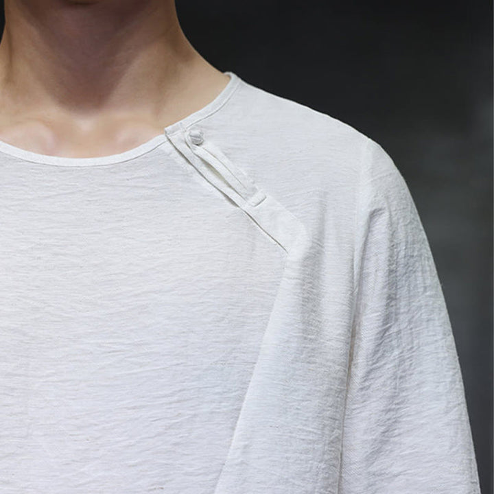 Camiseta de algodón de manga larga con cuello redondo y estampado de Buddha Stones para hombre - image 17