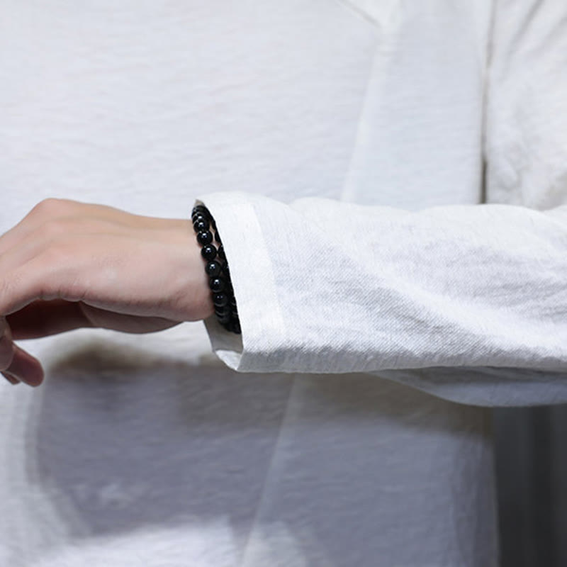 Camiseta de algodón de manga larga con cuello redondo y estampado de Buddha Stones para hombre - image 19