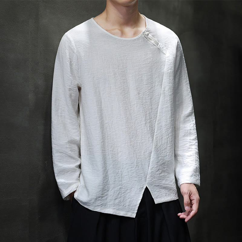 Camiseta de algodón de manga larga con cuello redondo y estampado de Buddha Stones para hombre - image 20