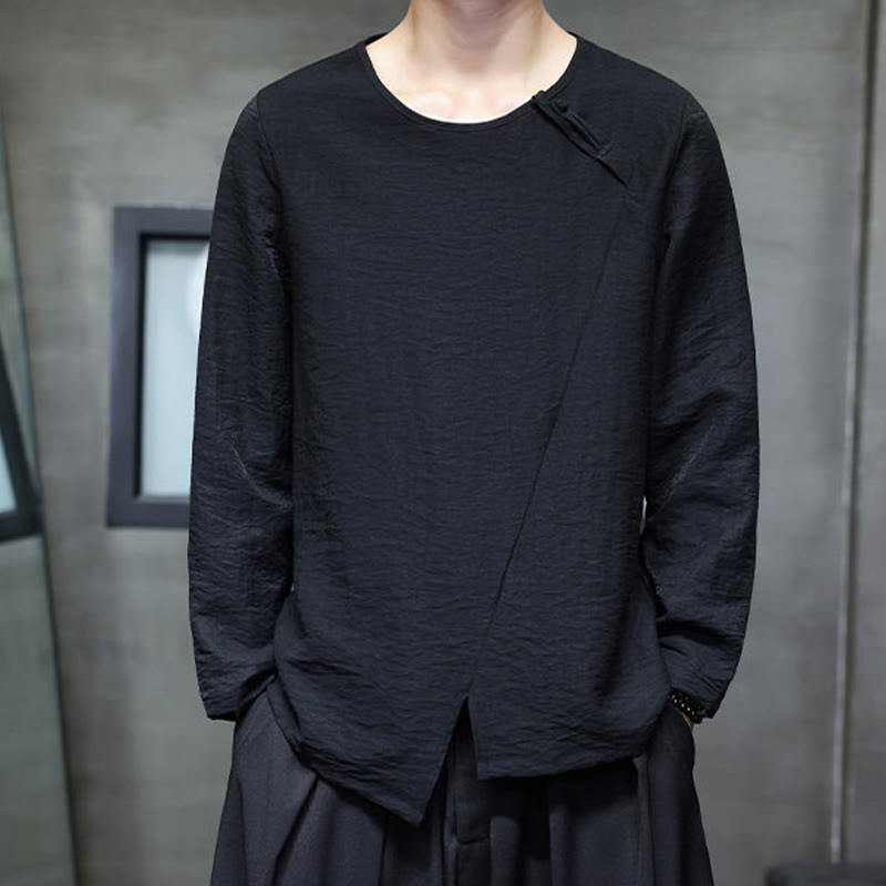 Camiseta de algodón de manga larga con cuello redondo y estampado de Buddha Stones para hombre - image 22