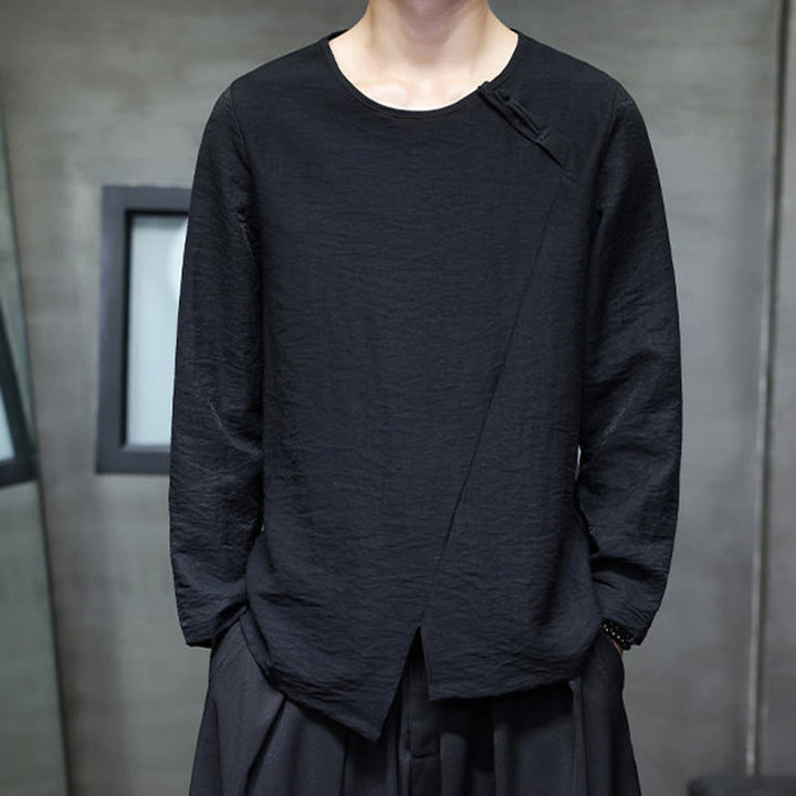 Camiseta de algodón de manga larga con cuello redondo y estampado de Buddha Stones para hombre - image 22