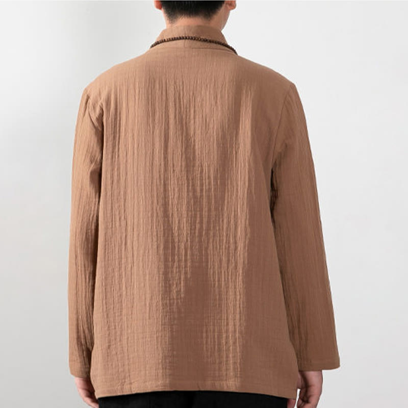 Camiseta de algodón de manga larga con cuello en V y estampado de Buddha Stones para hombre