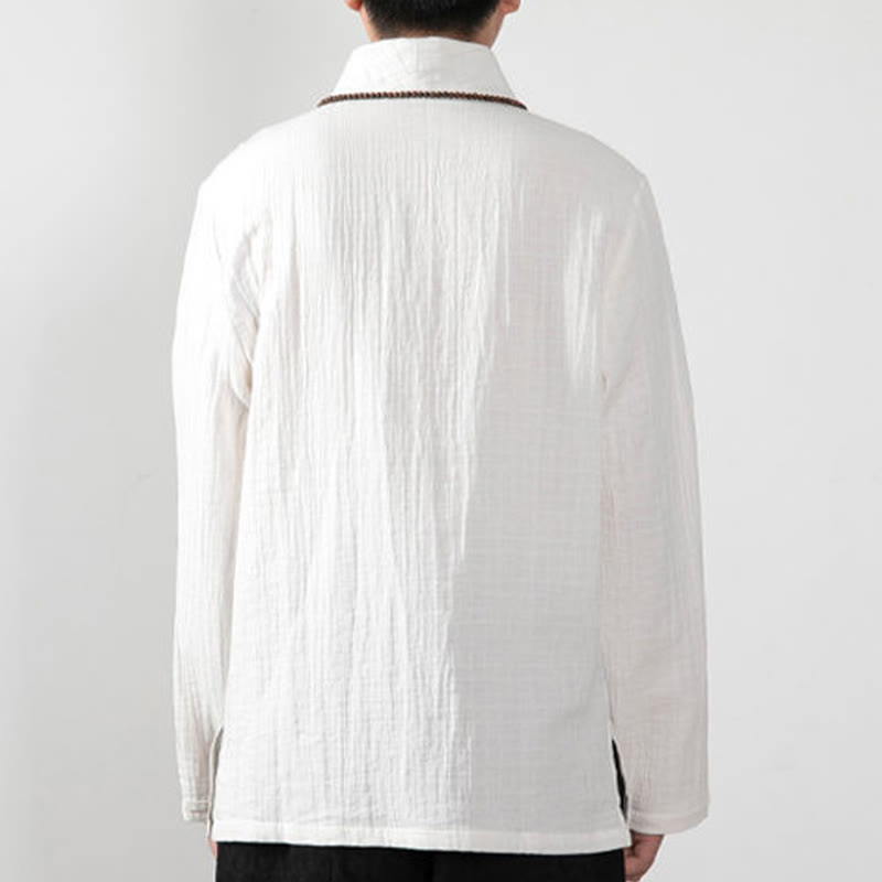 Camiseta de algodón de manga larga con cuello en V y estampado de Buddha Stones para hombre