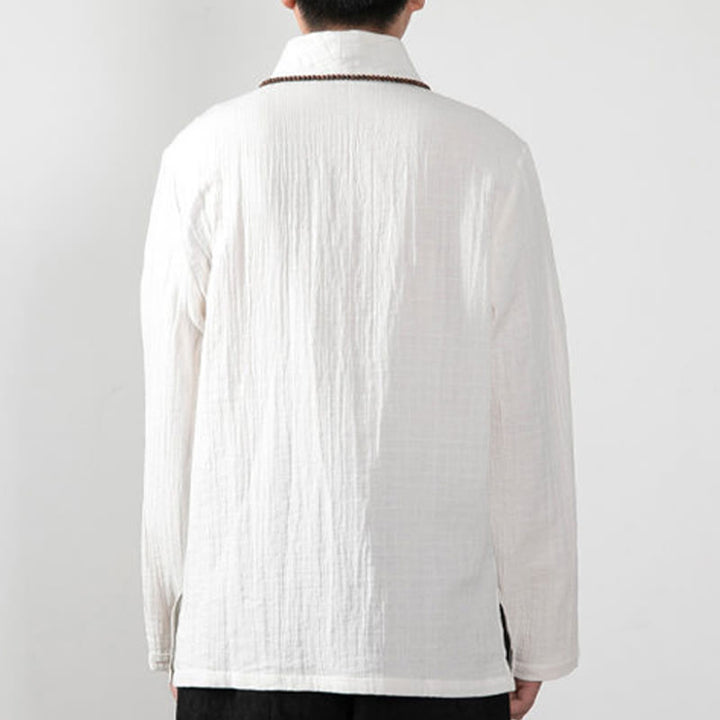 Camiseta de algodón de manga larga con cuello en V y estampado de Buddha Stones para hombre