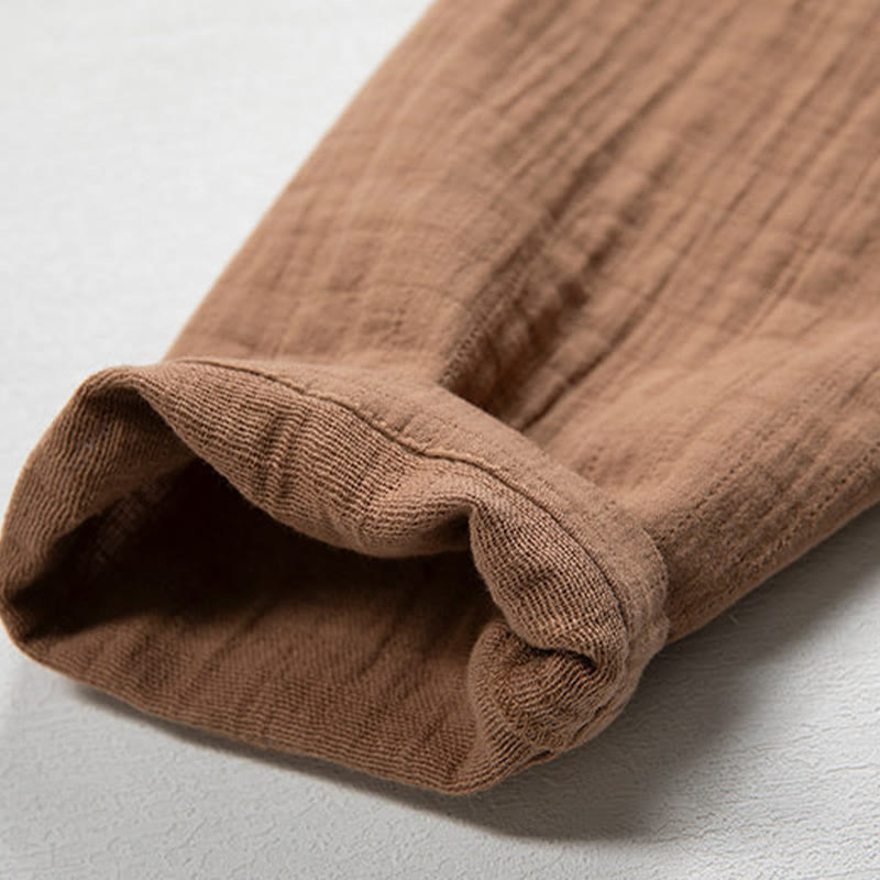 Camiseta de algodón de manga larga con cuello en V y estampado de Buddha Stones para hombre