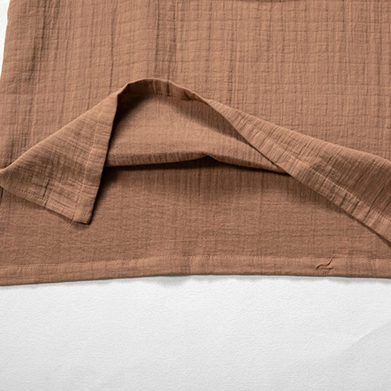 Camiseta de algodón de manga larga con cuello en V y estampado de Buddha Stones para hombre