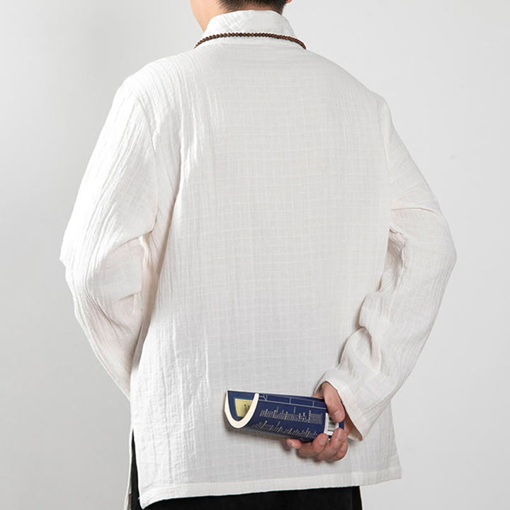 Camiseta de algodón de manga larga con cuello en V y estampado de Buddha Stones para hombre