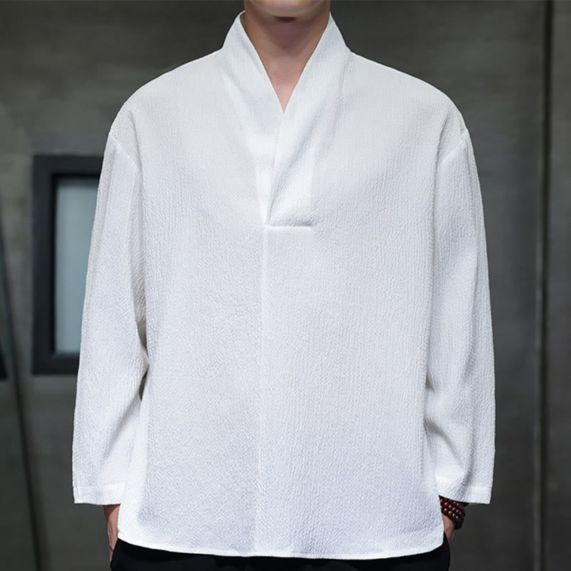 Camiseta de manga larga con cuello en V y Buddha Stones para hombre - Blanco - US/UK/AU46, EU56 (5XL) - image 0