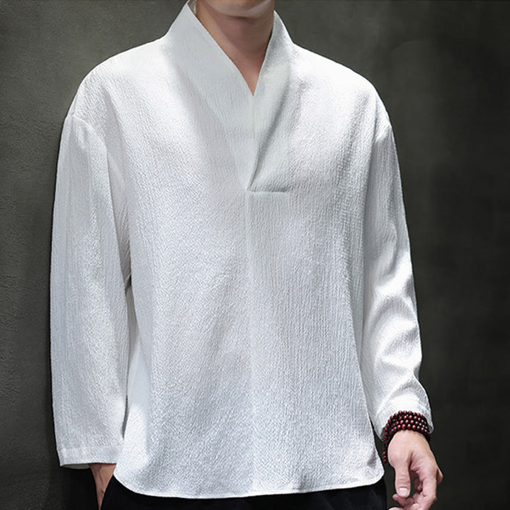 Camiseta de manga larga con cuello en V y Buddha Stones para hombre - image 1