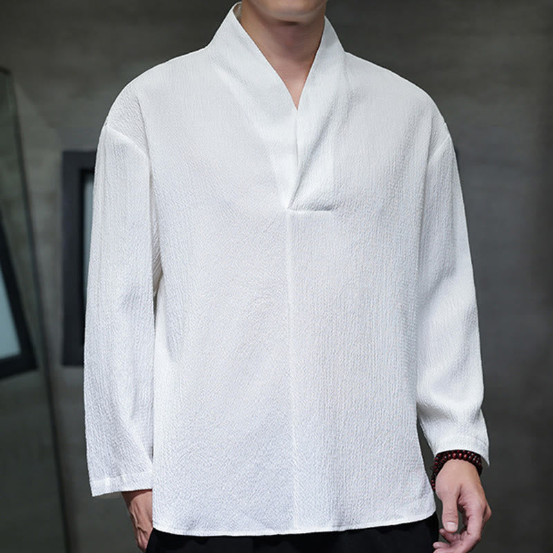 Camiseta de manga larga con cuello en V y Buddha Stones para hombre - image 6