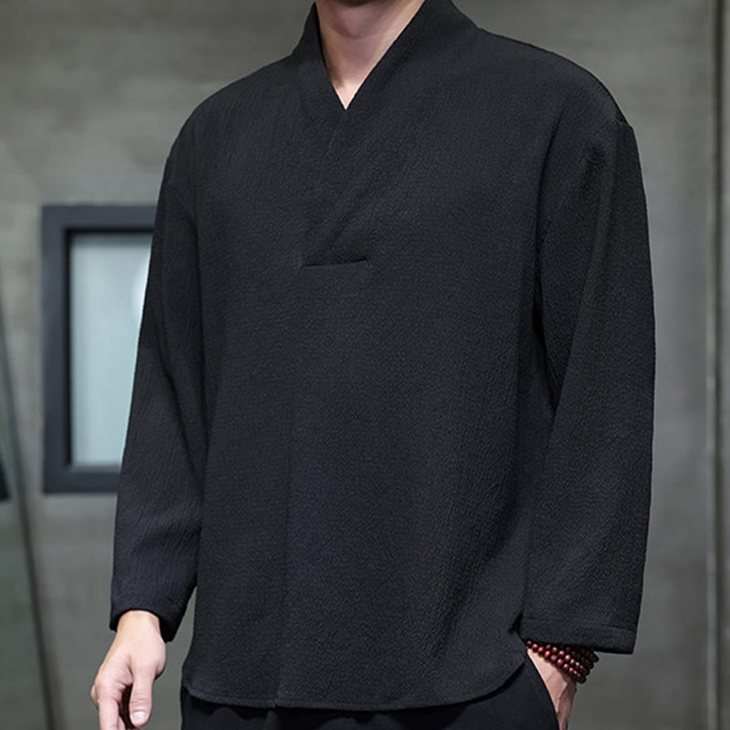 Camiseta de manga larga con cuello en V y Buddha Stones para hombre - image 18