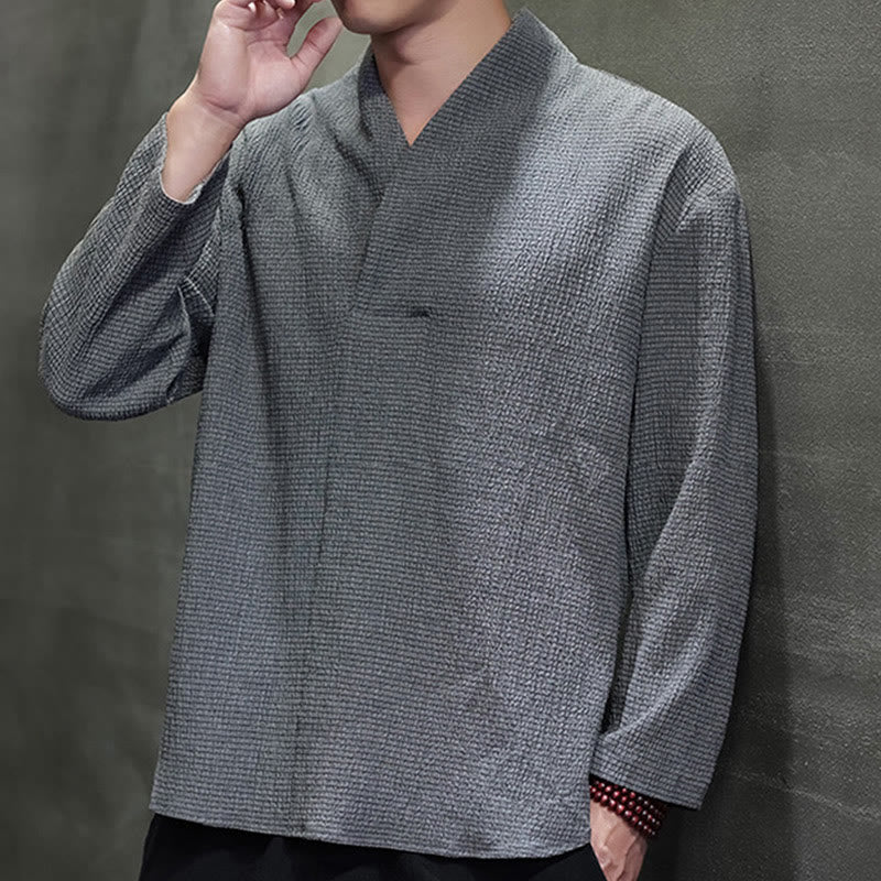 Camiseta de manga larga con cuello en V y Buddha Stones para hombre - image 24